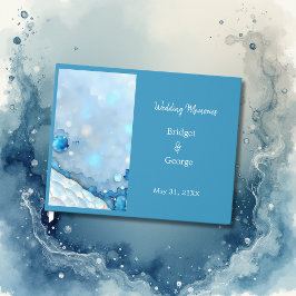 Luxuriöse Blue Watercolor Abstrakt Pearlescent Gästebuch