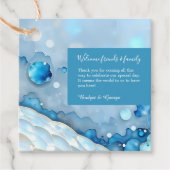 Luxuriöse Blue Watercolor Abstrakt Pearlescent Geschenkanhänger (Vorderseite)