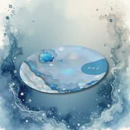 Luxuriöse Blue Watercolor Abstrakt Pearlescent Pappteller