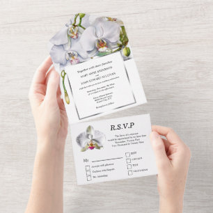 Luxuriöse Blume mit weißer Orchidee All In One Einladung