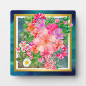 Luxuriöse Blume Rosa, Grün, Lila, Gold Fotoplatte (Vorderseite)