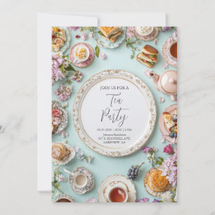 Luxuriöse Blumenansicht Hochzeitstee-Party Einladung