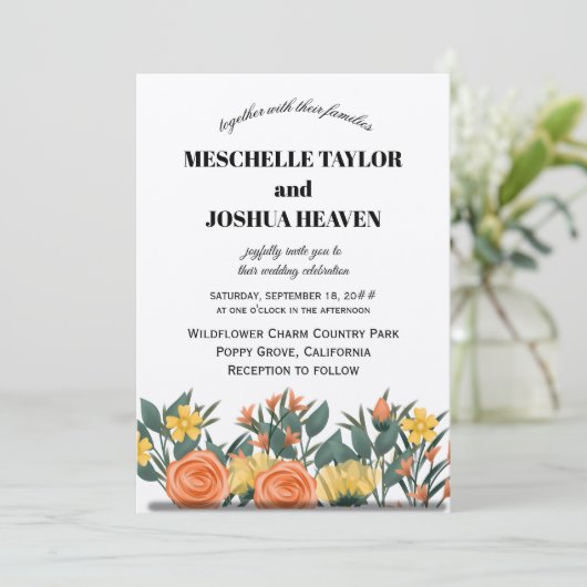 Luxuriöse Blumenhochzeit - individuell anpassbar Einladung (Stehend Vorderseite)