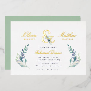 Luxuriöse Blumenhochzeit Probeessen Folieneinladung