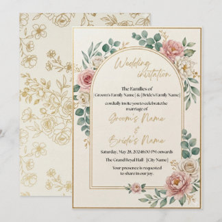 Luxuriöse Blumenrahmen-Hochzeitseinladung Einladung