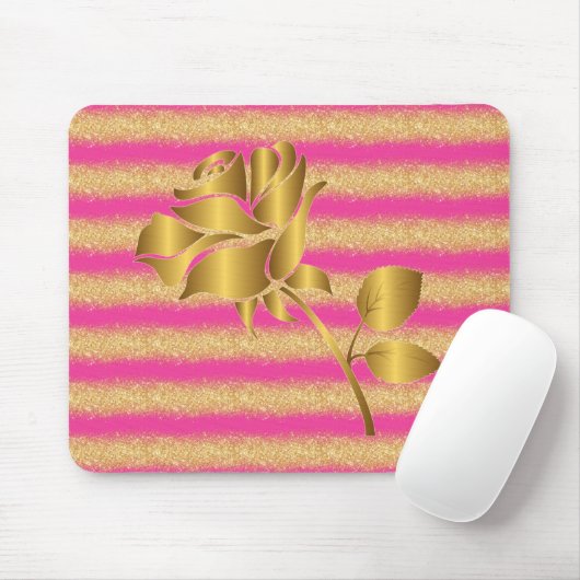Luxuriöse Blumenrosa Glitzer Geschenke Mousepad (Mit Mouse)
