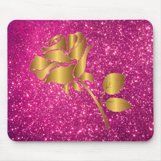 Luxuriöse Blumenrosa Glitzer Geschenke Mousepad (Vorne)