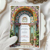 Luxuriöse Blumenstrasse Jugendstil-Hochzeit Einladung