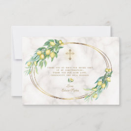 Luxuriöse Blush Floral Gold Marmor Girl Confirmati Dankeskarte
