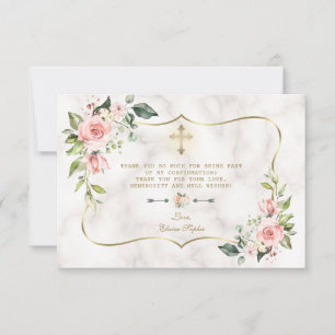 Luxuriöse Blush Floral Gold Marmor Girl Confirmati Dankeskarte