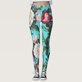 Luxuriöse boho blauer Himmel Sommerlichtmuster Ros Leggings