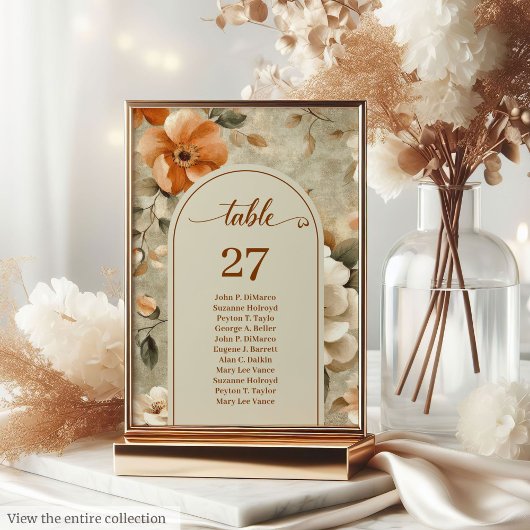Luxuriöse Boho-Terrakotta-Beige-Oliv-Tischnummer Tischnummer