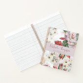 Luxuriöse Bordeaux mit Monogramm Name Orchideenblü Notizblock (Innenseite)