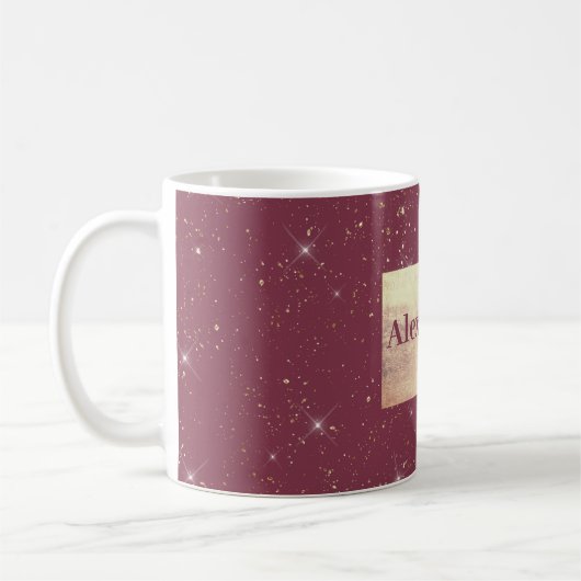 Luxuriöse bordeauxfarbene Glitzer Konfetti Kaffeetasse (Links)