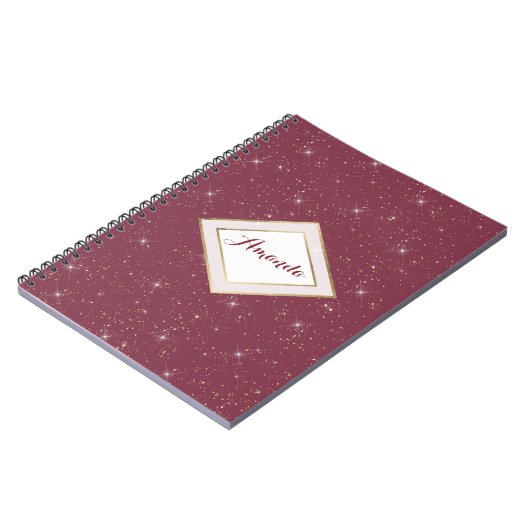 Luxuriöse bordeauxfarbene Glitzer Konfetti Notizblock (Linke Seite)