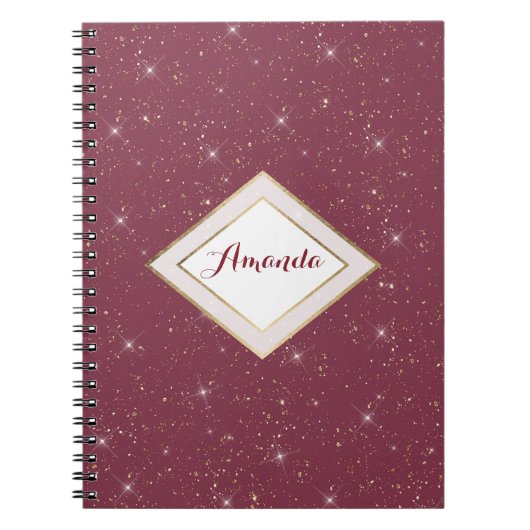 Luxuriöse bordeauxfarbene Glitzer Konfetti Notizblock (Vorderseite)