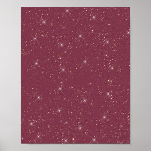 Luxuriöse bordeauxfarbene Glitzer Konfetti Poster