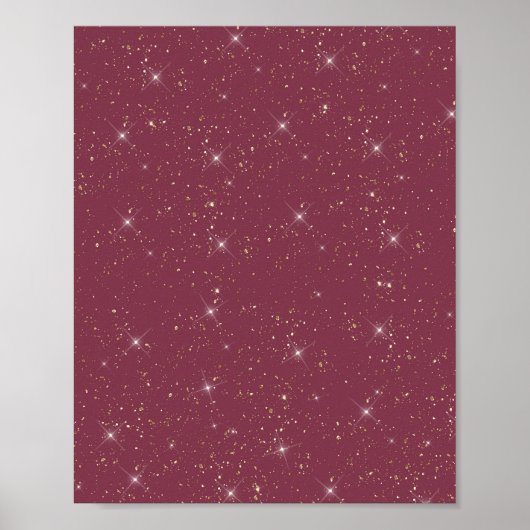 Luxuriöse bordeauxfarbene Glitzer Konfetti Poster (Vorne)