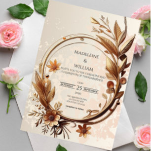 Luxuriöse Botanische Elegant Hochzeit Einladung