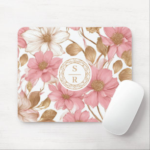 Luxuriöse Botanische Monogram Logo Aquarell Mousepad