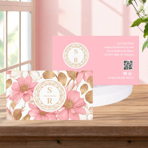 Luxuriöse Botanische Monogram Logo Aquarell Visitenkarte