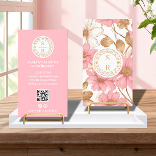 Luxuriöse Botanische Monogram Logo Aquarell Visitenkarte