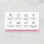 Luxuriöse Botox Lip Filler Anleitung Aftercare Car Visitenkarte (Rückseite)