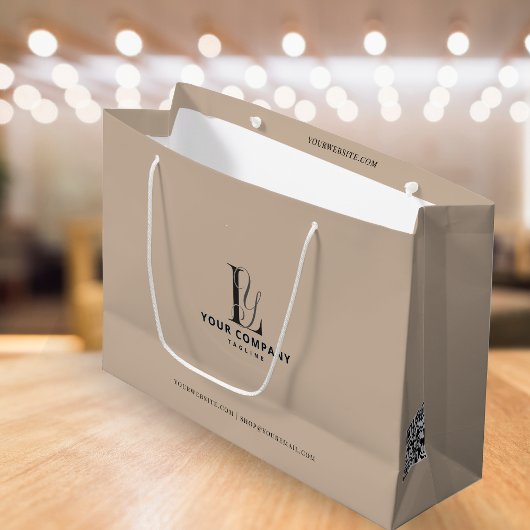 Luxuriöse Boutique Logo-hinzufügen Beige neutrale Große Geschenktüte