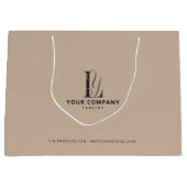 Luxuriöse Boutique Logo-hinzufügen Beige neutrale Große Geschenktüte (Vorderseite)