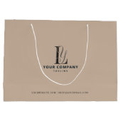Luxuriöse Boutique Logo-hinzufügen Beige neutrale Große Geschenktüte (Rückseite)