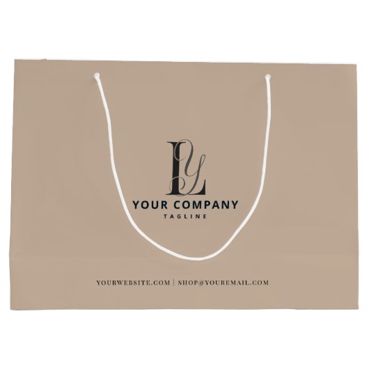 Luxuriöse Boutique Logo-hinzufügen Beige neutrale Große Geschenktüte (Rückseite)