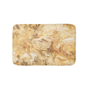 Luxuriöse Braun-Gold Aquarelle Kunst Badematte