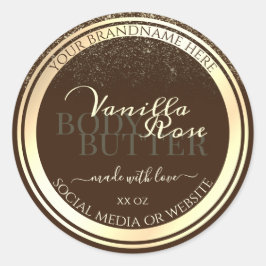 Luxuriöse braune Produktverpackung Etikett Gold Ra Runder Aufkleber