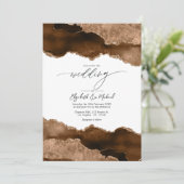 Luxuriöse Brown & Gold Agate Wedding QR Code UAwg Einladung (Stehend Vorderseite)