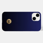 Luxuriöse Brushed Gold Monogram Navy Blue Case-Mate iPhone Hülle (Rückseite (Horizontal))