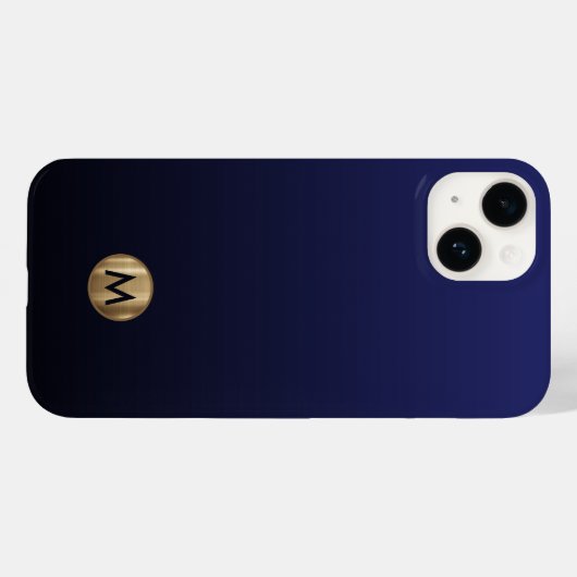 Luxuriöse Brushed Gold Monogram Navy Blue Case-Mate iPhone Hülle (Rückseite (Horizontal))