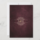 Luxuriöse Burgundy Floral Gold Islamische Hochzeit Einladung (Rückseite)