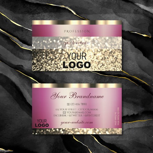 Luxuriöse Burgundy Gold Sparkling Glitzer Add Logo Visitenkarte