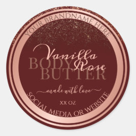 Luxuriöse Burgundy Produktverpackungen Labels Rose Runder Aufkleber