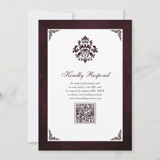 Luxuriöse Burgundy & White QR Code Islamische Hoch Einladung (Rückseite)