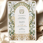 Luxuriöse Calla Lily Antique Gold Floral Wedding Einladung<br><div class="desc">Diese Hochzeitseinladung ist ein echter Beweis für die zeitlose Eleganz des Jugendstil-Designs. Mit einer auffallenden Kombination aus Calla Lilien Set vor einem Hintergrund von antiken Gold, Salbei grün und Elfenbein, verströmt die Einladung ein Gefühl von Luxus und Eleganz. Die Vorderseite der Karte ist mit üppigen Illustrationen der Calla-Lilie geschmückt, deren...</div>