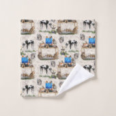 Luxuriöse Cat & Dog Wiederholung Design Badhandtuch Set (Waschlappen)