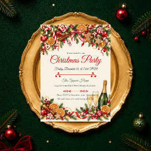 Luxuriöse Champagner-Weihnachtsfeier Einladung