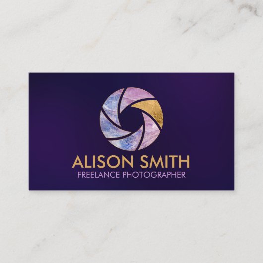 Luxuriöse Charoite Camera Shutter Fotograf Busine Visitenkarte (Vorderseite)