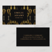 Luxuriöse Chic Black and Imitate Gold Ornamental Visitenkarte (Vorne/Hinten)