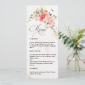 Luxuriöse Chic Calligraphy Pink Floral Wedding Menükarte (Stehend Vorderseite)