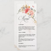 Luxuriöse Chic Calligraphy Pink Floral Wedding Menükarte (Vorne/Hinten)