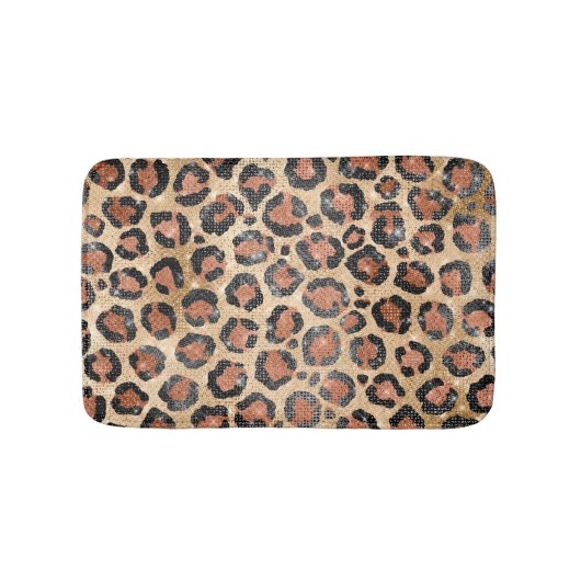 Luxuriöse Chic Gold Black Brown Leopard Animal Pri Badematte (Vorderseite)