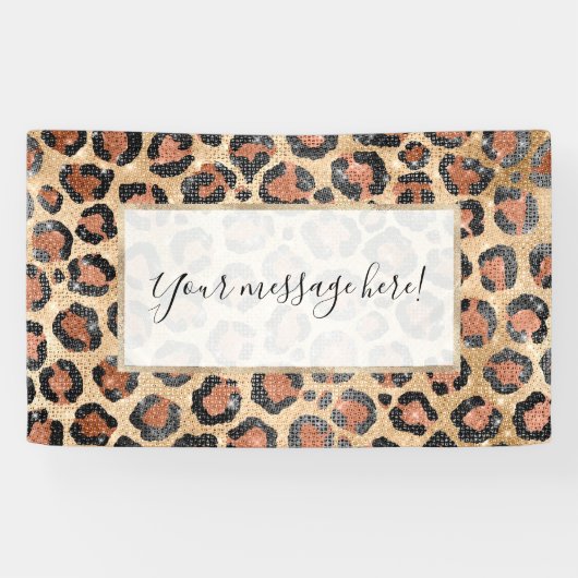 Luxuriöse Chic Gold Black Brown Leopard Animal Pri Banner (Horizontal)