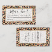 Luxuriöse Chic Gold Black Brown Leopard Animal Pri Empfehlungskarte (Vorne/Hinten)